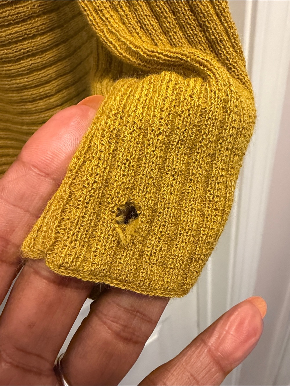 Eileen Fisher Golden Yellow Ribbed Scoop Neck Sweater - Picture 3 of 5